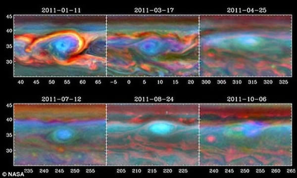 该风暴头涡流从其头部甩出的一系列图片