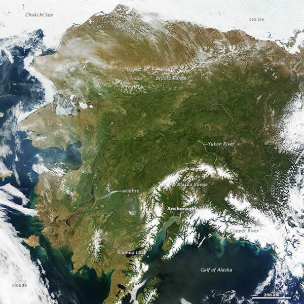 卫星照片展示美国阿拉斯加州的壮观景象
