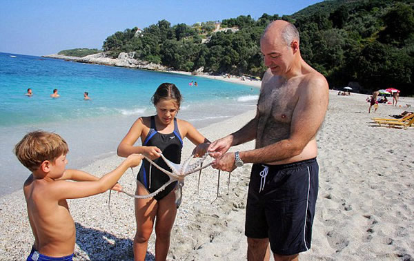 美国游客在希腊抓到罕见的六足章鱼