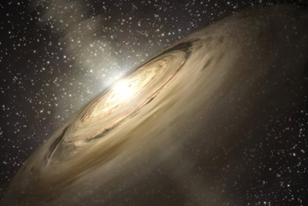 基于凯克2号望远镜的观测的原行星盘印象图。