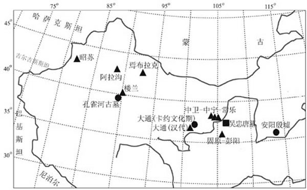 中国西北地区古代人群标本的地理分布 ( 张银运供图)