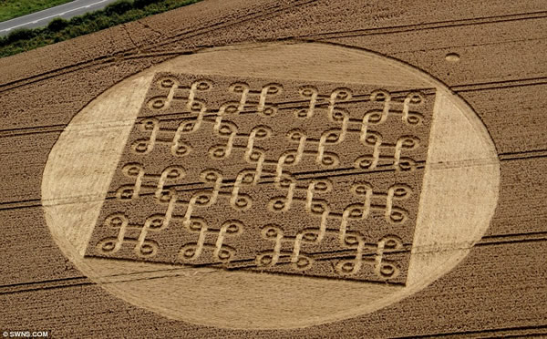 英国汉普郡出现有史以来最复杂的麦田怪圈