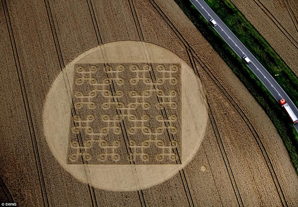 英国汉普郡出现有史以来最复杂的麦田怪圈