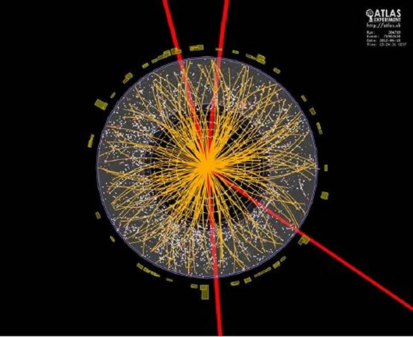 ����LHC�豸��ATLAS̽�����õ���һ��ͼ��ͼ��4�����߿����Ǧ��ӣ����ǿ����Ƕ�������˲��˥����ʧ��ϣ��˹���Ӳ�����