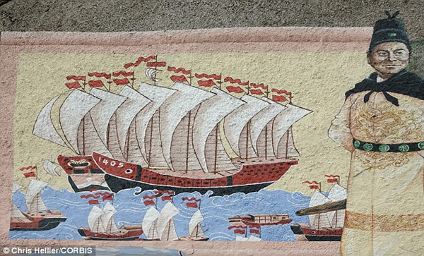 中国明朝航海家郑和率领的庞大船队航行到欧洲和非洲