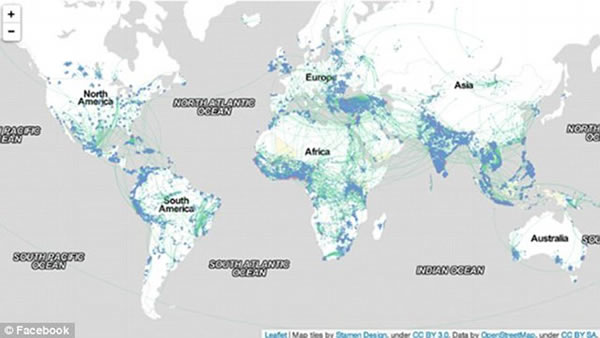 科学家使用Facebook统计出当代人类“迁徙路线”