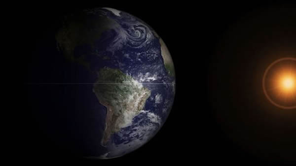 在北半球春分的那一天,白天和黑夜的长短是基本相当的,本张图是GOES-13卫星拍摄到的北半球春风图像,中间显示的南美洲大陆,时间为3月20日东部夏令时间上午7: