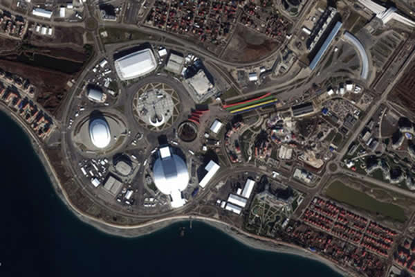 DigitalGlobe公司卫星图片显示了2014年冬季奥运会的情景,拍摄时间为2014年1月2日。