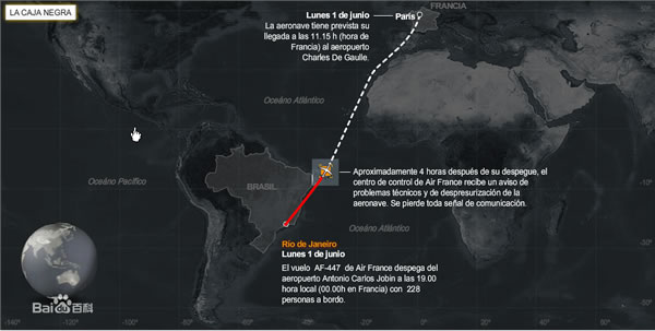 法国航空447号班机失事过程示意图