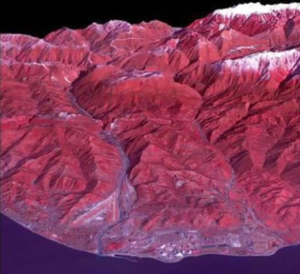 美国宇航局用先进星载热发射和反射辐射仪对俄罗斯冬季奥运会举办城市索契进行了拍摄。