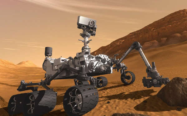 好奇号火星车漫步火星(艺术图)