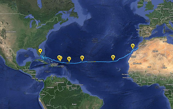 南非情侣乘小船历时105天抵达北美