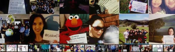 这张交互式地球自拍照放大后可中呈现相应地区居民的自拍照