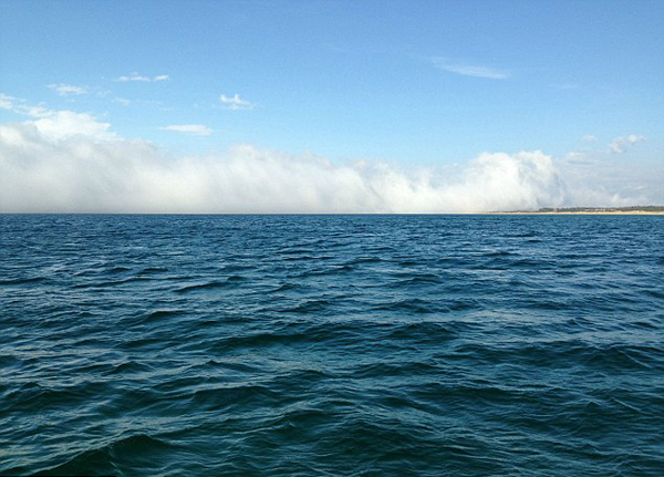 美国密歇根湖惊现壮观平流雾