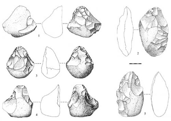 图4 高岭坡旧石器遗址的部分手镐和手斧(侯亚梅供图)