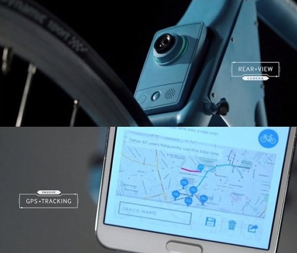 车身配有“倒车镜头”,侦测从后而来的危机,并能拍下视像。