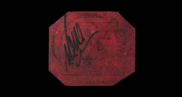 史上最贵邮票:1856年发行的1分洋红邮票(One-Cent Magenta)以950万美元卖出
