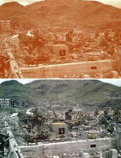 美国国家档案馆发现美军在长崎市核爆中心附近拍摄的彩色照片