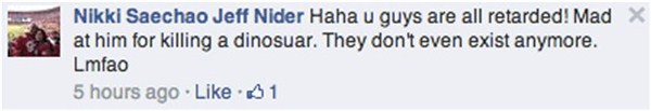 有人认真的辟谣:哈哈,你们这些人都被骗了!居然因为他杀了恐龙而生气。它们早都灭绝了啦