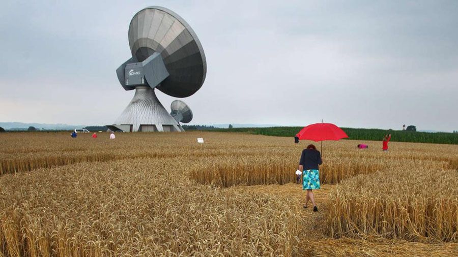 德国巴伐利亚州慕尼黑农民清晨出门发现麦田怪圈