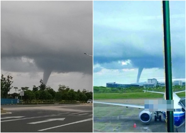 广东珠海机场海域惊现水龙卷