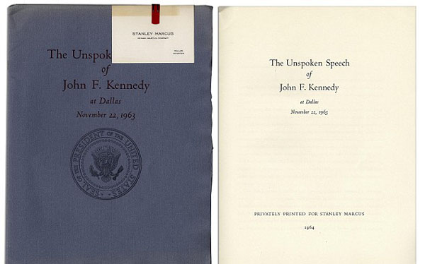 肯尼迪准备在达拉斯发表的演讲词。