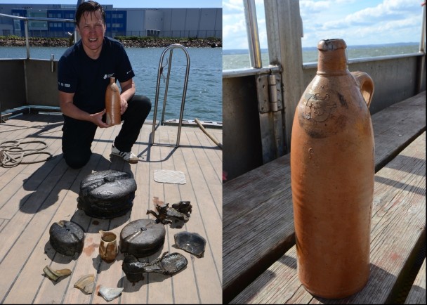 波兰考古学家在波罗的海打捞沉船发现一个密封矿泉水瓶中竟藏有200年前的酒