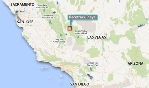 又名干荒盆地的“跑道盆地”位于美国加利福尼亚州死亡谷西北侧上方。