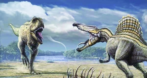 棘背龙(右)叫板霸王龙