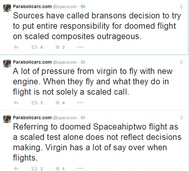 梅西尔批评,布兰森欲将事故责任推给缩尺复合材料公司。