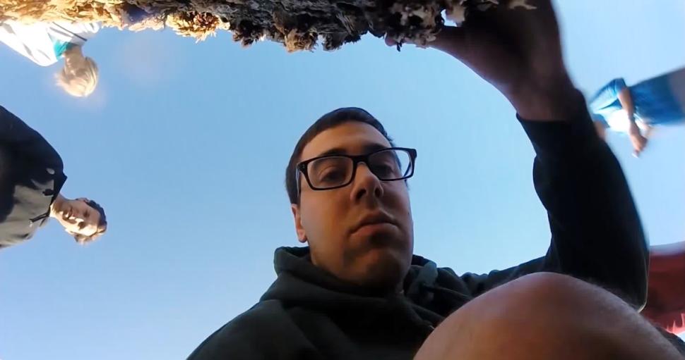 一只章鱼欲将水下相机据为己有