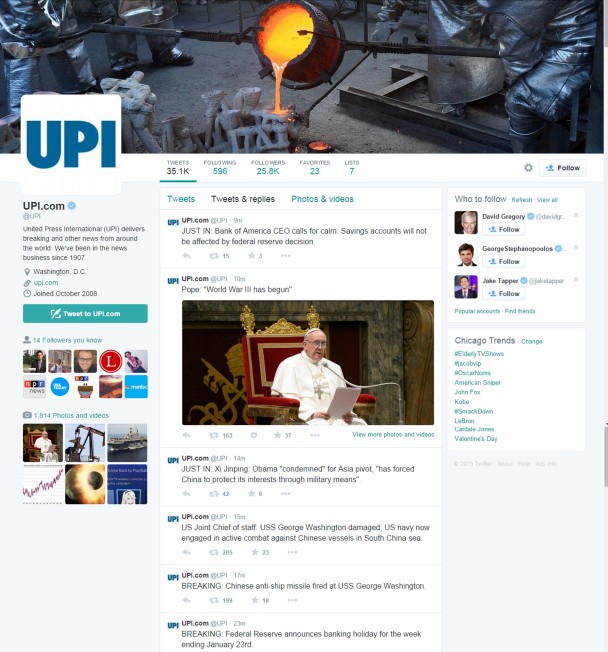 “突发新闻”说教宗宣布三次世界大战爆发