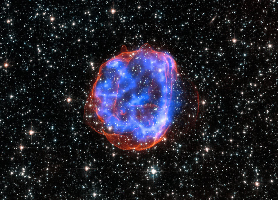 美国宇航局发布大麦哲伦星云中大质量星体爆炸后遗留残骸SNR 0519-69.0扩散的图片