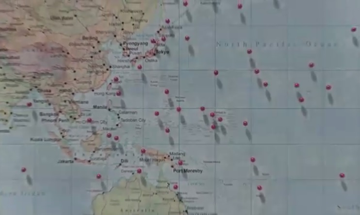 地图上每一个大头针,都代表美国海军在该区活动。