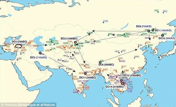 DNA研究发现亚洲人口中超过8亿男性是古代11位帝王的后代