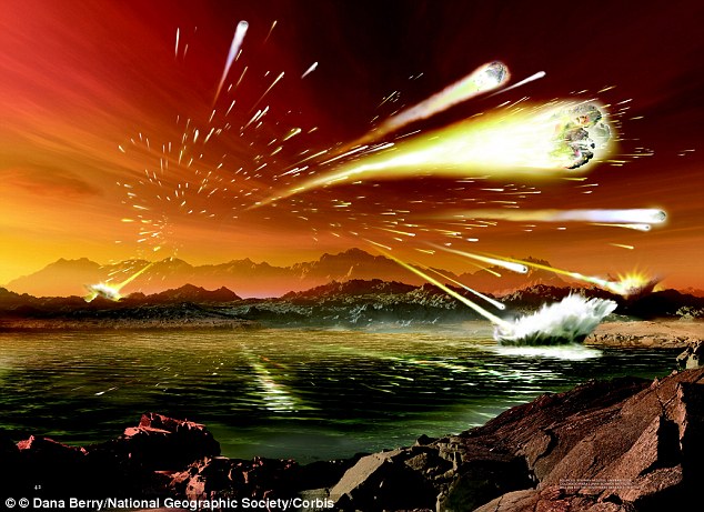 地球被小行星撞击并导致某有些有机质被猛抛至月球