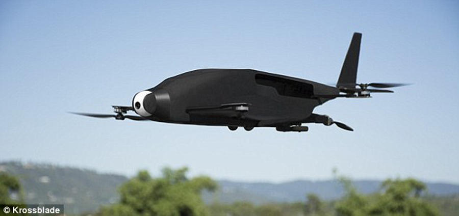 未来飞行器是啥模样?一家位于亚利桑那的公司正在研制可垂直起降的航空器,工程师将其命名为SkyProwler。机身周围安装有四具螺旋桨,用于垂直起降,当飞机进行巡