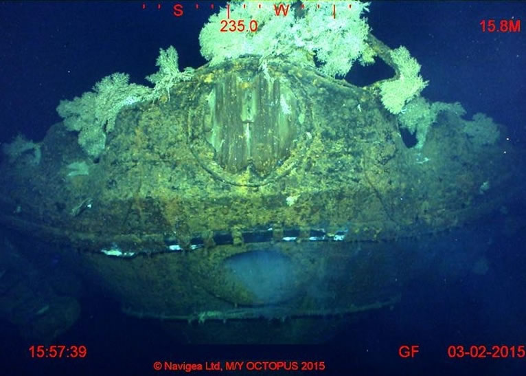 保罗艾伦发布相片,显示相信是武藏号的遗骸。
