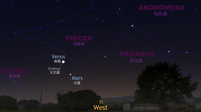 今天凌晨金星与天王星在天空中“相会”