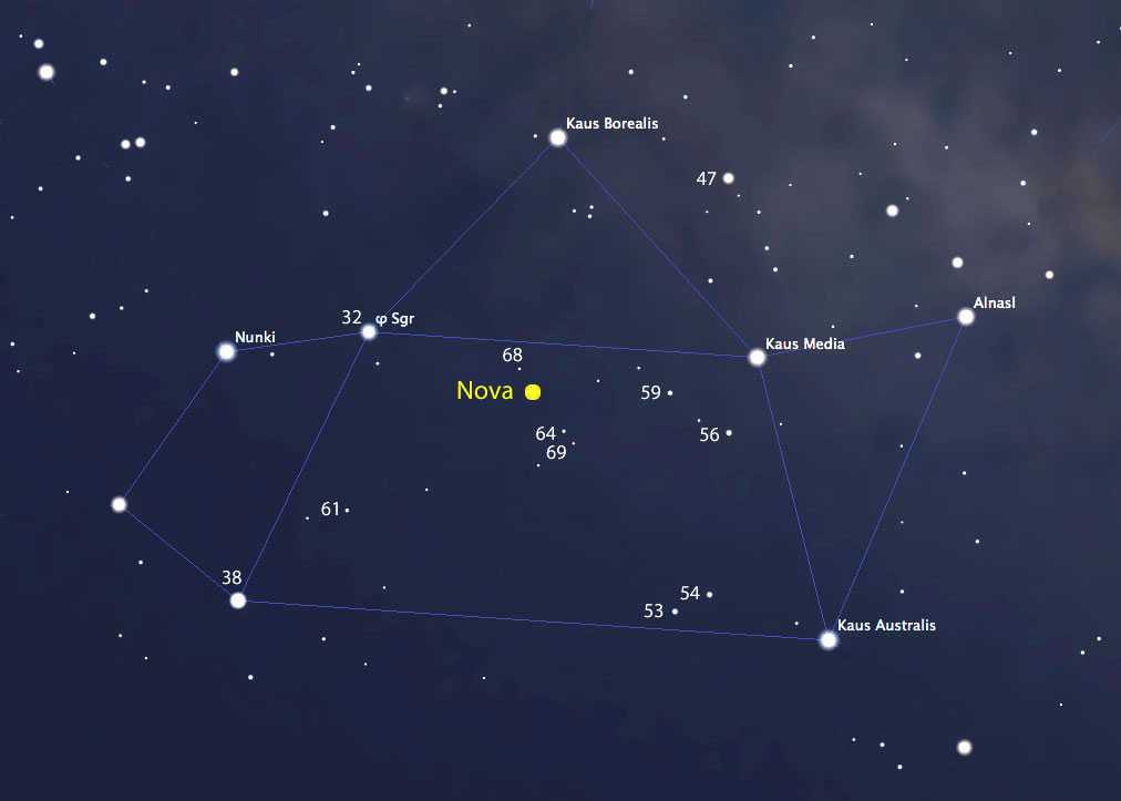 射手座新星出现的位置