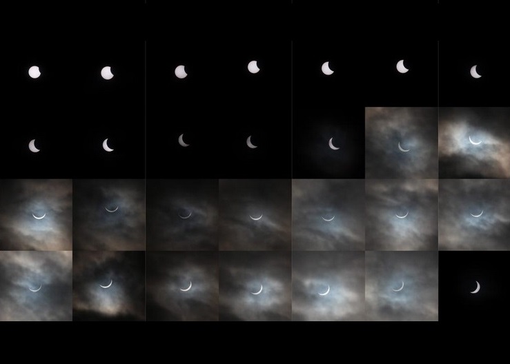 从英国不同地区目击的日食过程