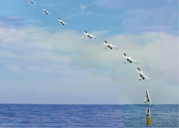 发射平台可升上水面,发射无人机执行任务。