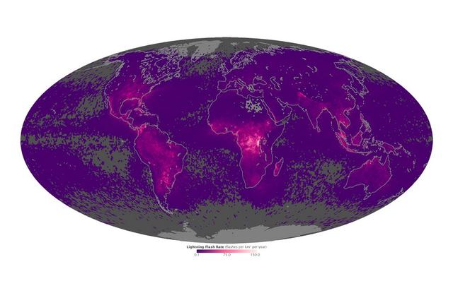 美国宇航局最新绘制地图揭示地球上最频繁出现闪电的地区
