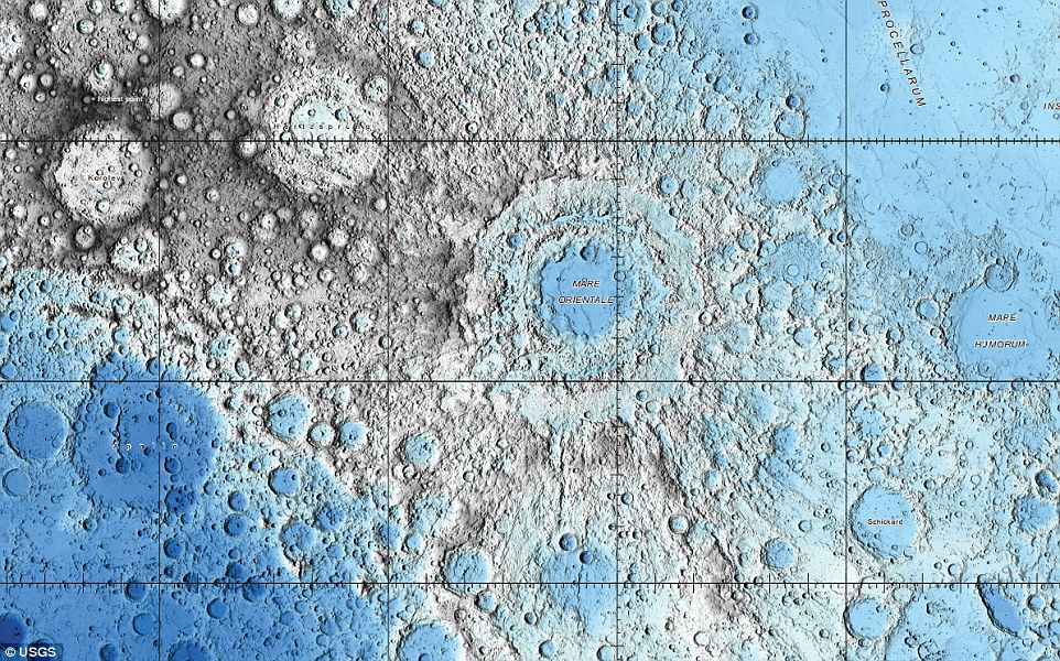 美国地质调查局公布月球表面的撞击坑高清图像,新的地图显示了月球风暴洋等地方最新地形。为了创建这些高分辨率地图,美国宇航局研究人员在2009年至2013年间通过月