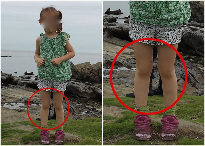 少女双脚后出现一对黑色军靴(红圈示)。