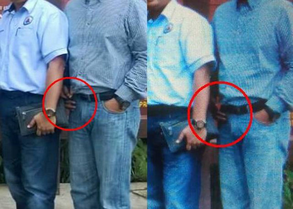 神秘的手?左边的照片是智慧型手机拍的,右边是用尼康相机拍的。