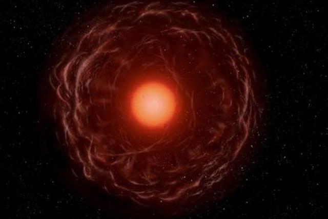 这是我们太阳以后的模样,未来的太阳将变得一颗红巨星,半径会极具增加,并吞没轨道较近的行星