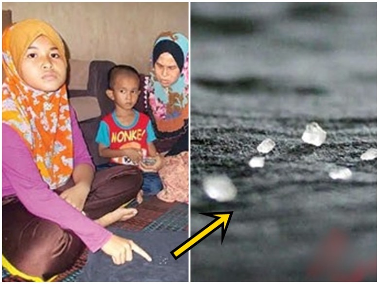 诺花拉(左)揉眼时,会有水晶掉出。