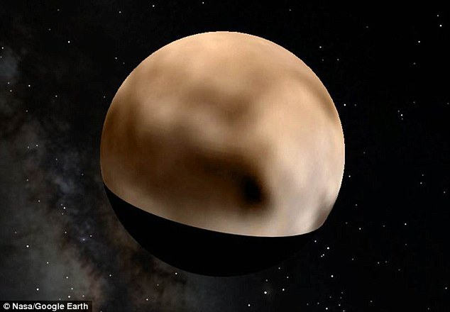 研究人员将冥王星地图添加到“谷歌地球”软件中,方便人们对这颗矮行星进行更多探索。图中展示的是黑色区域“鲸”的头部和身体。