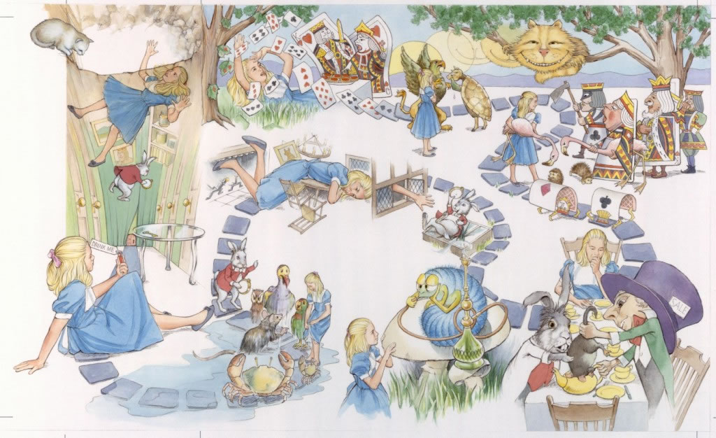 ·��˹‧�������Lewis Carroll���ľ�����Ʒ������˿�����澳������׷��һֻ���á��Խ�һ��С����չ����Ȼ�������á������ֹ֡���·��˹